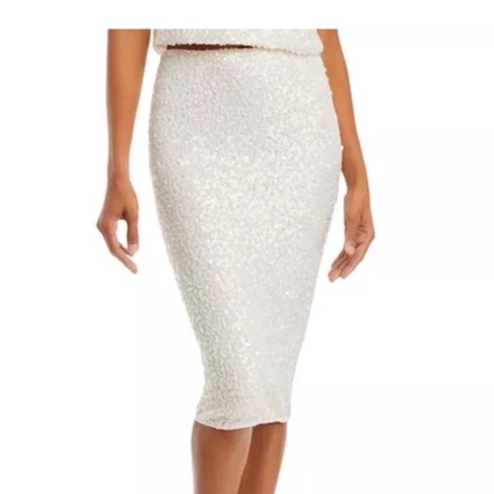 NWT AQUA Champagne Sequin Pencil Skirt - Exclusive Small